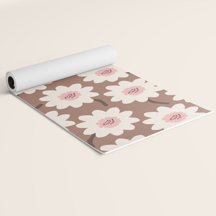 Flower field - mocha pink Yoga Mat Gallery Image 2