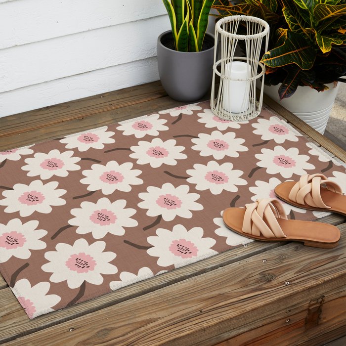 Flower field - mocha pink Outdoor Rug Gallery Image 2