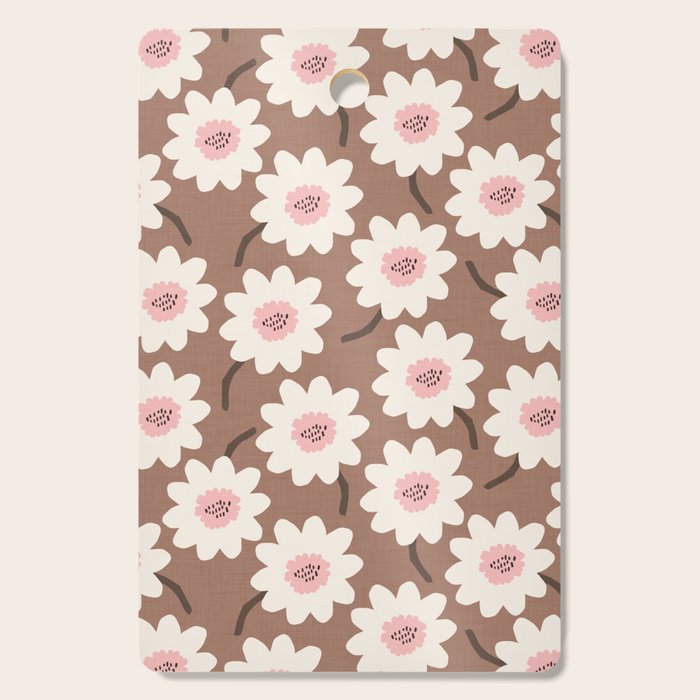 Flower field - mocha pink Cutting Board Gallery Image 1