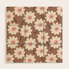 Flower field - mocha pink Wood Wall Art Gallery Image 1