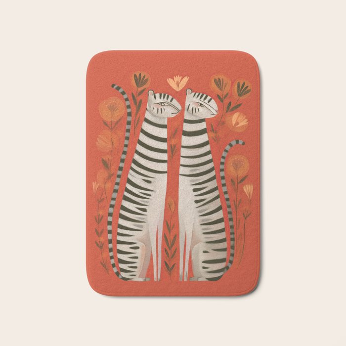Striped Cat Pair Bath Mat Gallery Image 1