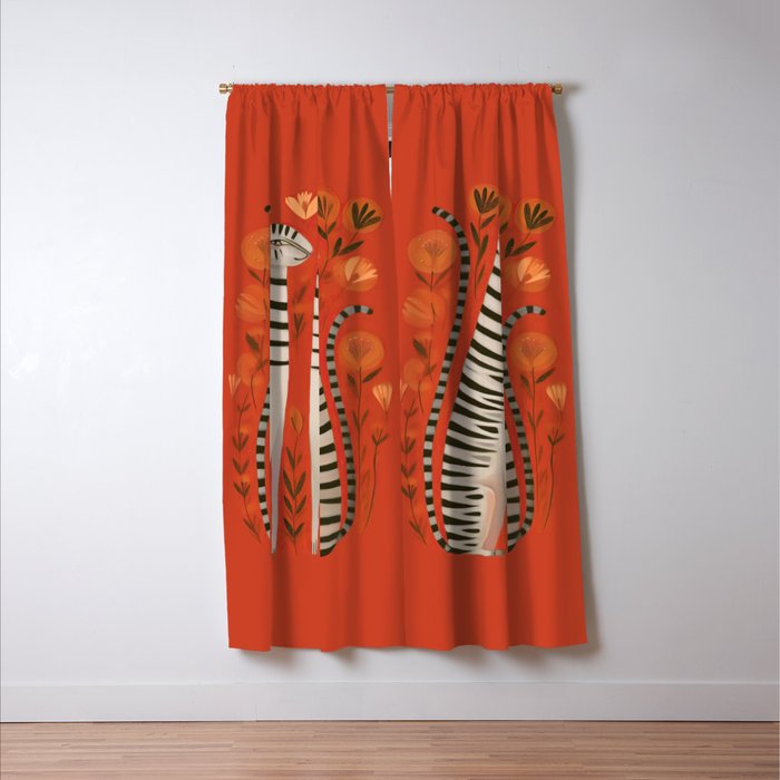 Striped Cat Pair Window Curtain Gallery Image 3
