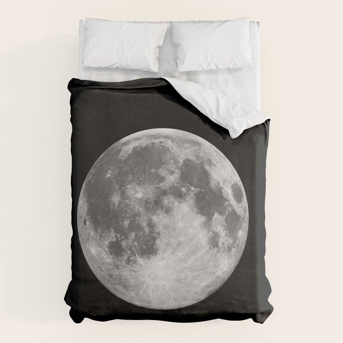 Full Moon print black-white photograph new lunar eclipse poster bedroom home wall decor Duvet Cover Gallery Image 1