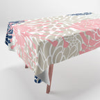 Floral Mixed Blooms, Blush Pink, Navy Blue, Gray, Beige Tablecloth Gallery Image 1