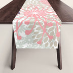 Floral Mixed Blooms, Blush Pink, Navy Blue, Gray, Beige Table Runner Gallery Image 1