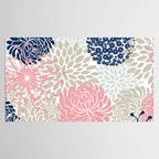 Floral Mixed Blooms, Blush Pink, Navy Blue, Gray, Beige Tablecloth Gallery Image 2