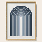 Gradient Arch II Natural Blue Mid Century Modern Rainbow Serving Tray Gallery Image 1