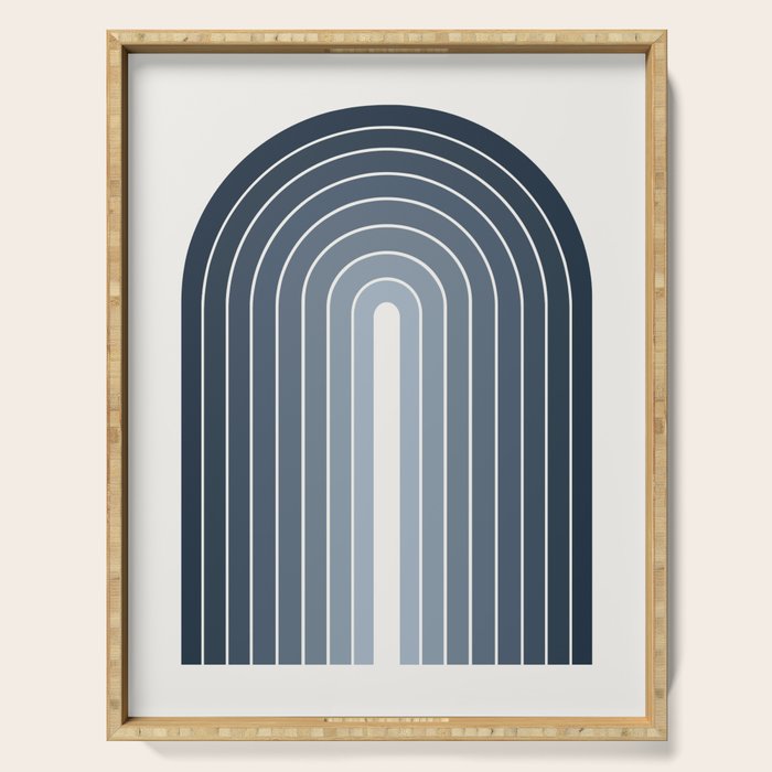 Gradient Arch II Natural Blue Mid Century Modern Rainbow Serving Tray Gallery Image 1