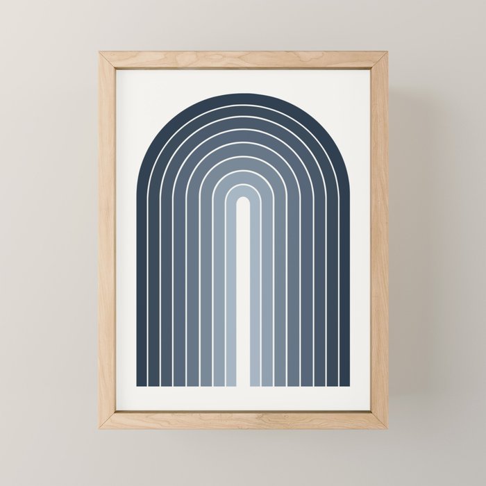 Gradient Arch II Natural Blue Mid Century Modern Rainbow Mini Art Print Gallery Image 1