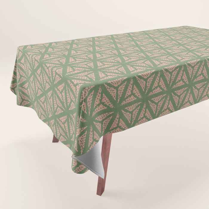 Threaded Geometric Green Peach Tablecloth Gallery Image 1