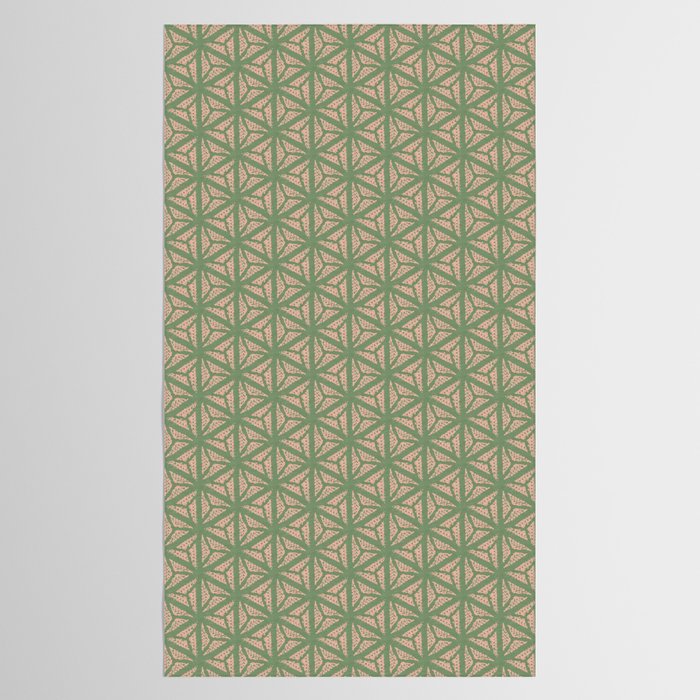 Threaded Geometric Green Peach Tablecloth Gallery Image 2