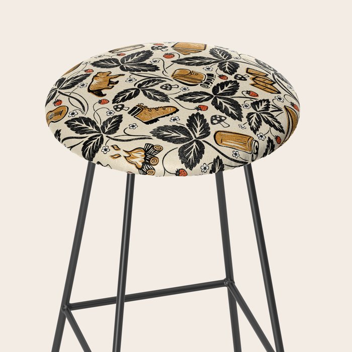 Summer Camping - Black, cream, and gold Stool Gallery Image 2