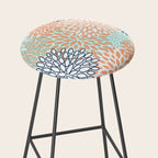 Festive, Floral Prints,Orange, Turquoise, Navy Blue Stool Gallery Image 2