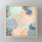 Festive, Floral Prints,Orange, Turquoise, Navy Blue Mini Art Print Gallery Image 1
