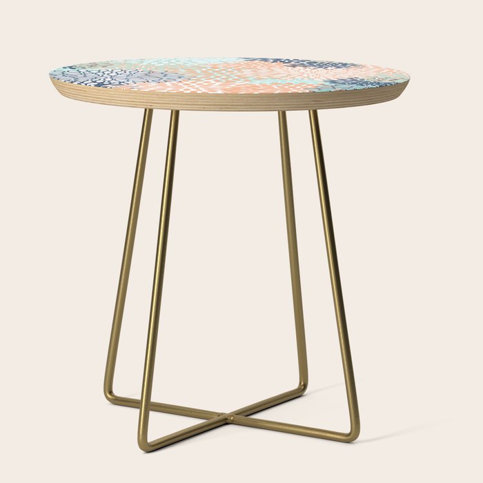 Festive, Floral Prints,Orange, Turquoise, Navy Blue Side Table Gallery Image 1
