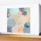 Festive, Floral Prints,Orange, Turquoise, Navy Blue Wall Mural Gallery Image 2