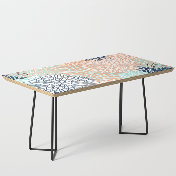 Festive, Floral Prints,Orange, Turquoise, Navy Blue Coffee Table Gallery Image 1