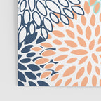 Festive, Floral Prints,Orange, Turquoise, Navy Blue Poster Gallery Image 3