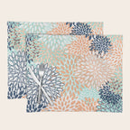 Festive, Floral Prints,Orange, Turquoise, Navy Blue Placemat Gallery Image 1