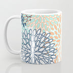 Festive, Floral Prints,Orange, Turquoise, Navy Blue Coffee Mug Gallery Image 3