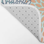 Festive, Floral Prints,Orange, Turquoise, Navy Blue Bath Mat Gallery Image 2