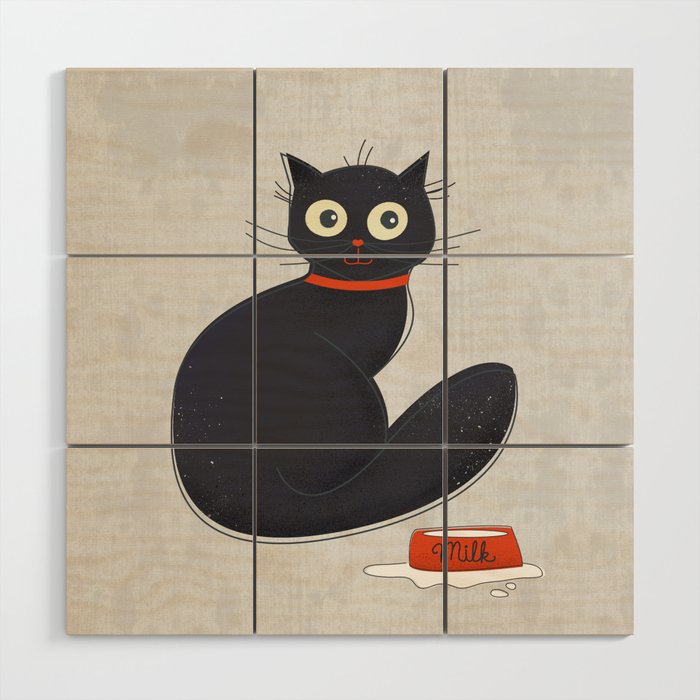 Black Silly Cat  Wood Wall Art Gallery Image 1