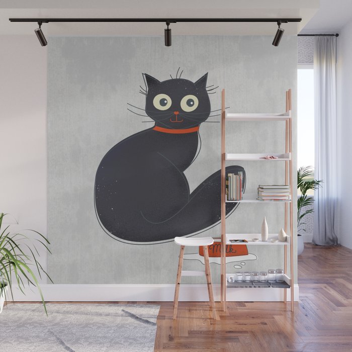 Black Silly Cat  Wall Mural Gallery Image 1
