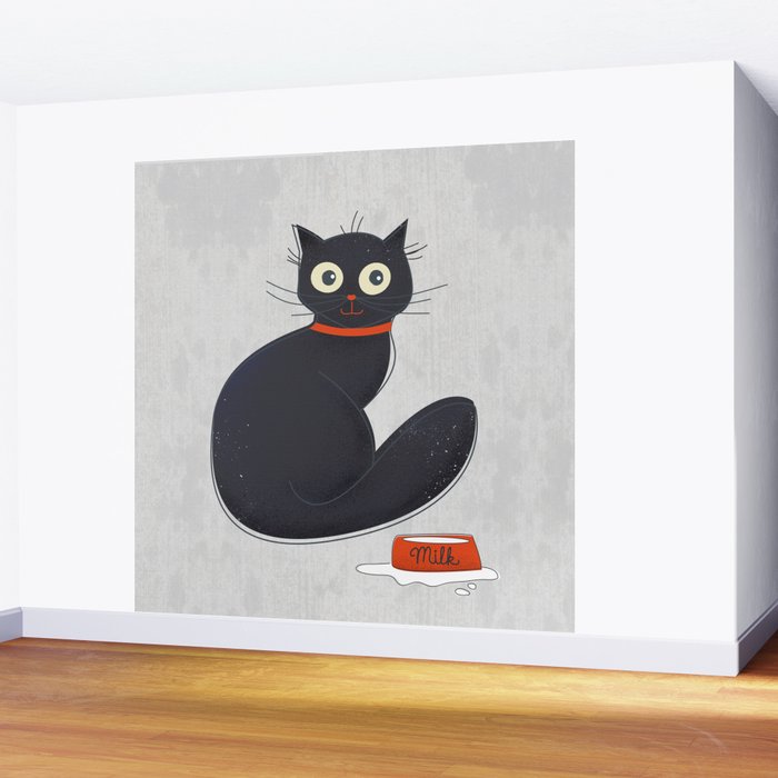 Black Silly Cat  Wall Mural Gallery Image 2