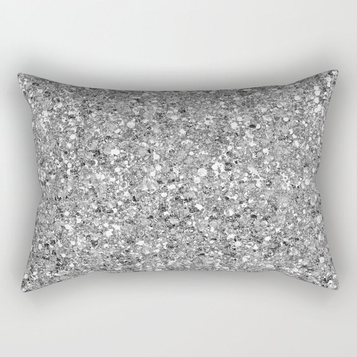 Glitters and Glitz Silver  Rectangular Pillow Gallery Image 1