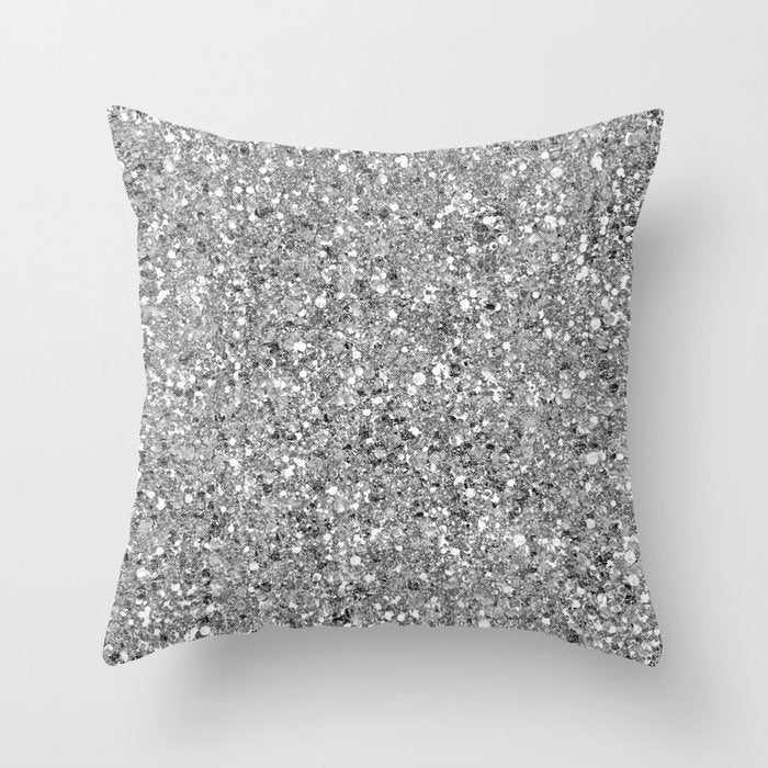 Glitters and Glitz Silver  Throw Pillow Gallery Image 6
