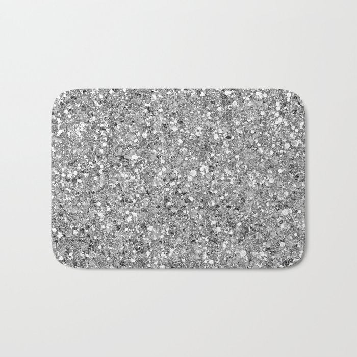 Glitters and Glitz Silver  Bath Mat Gallery Image 1