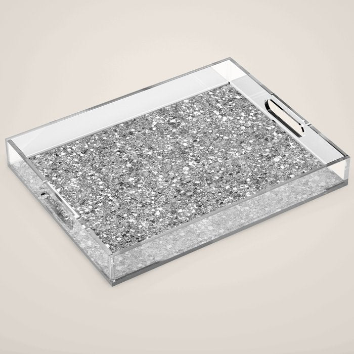Glitters and Glitz Silver  Acrylic Tray Gallery Image 1
