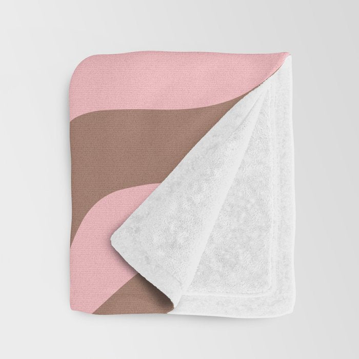 Retro Liquid Swirl Abstract Contemporary Pattern 5 in Mocha Brown and Pink Throw Blanket Gallery Image 3