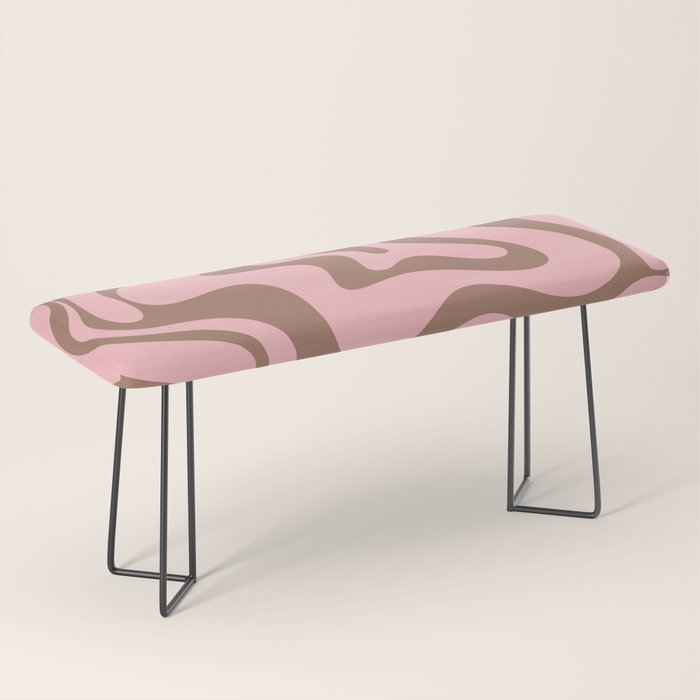 Retro Liquid Swirl Abstract Contemporary Pattern 5 in Mocha Brown and Pink Bench Gallery Image 1