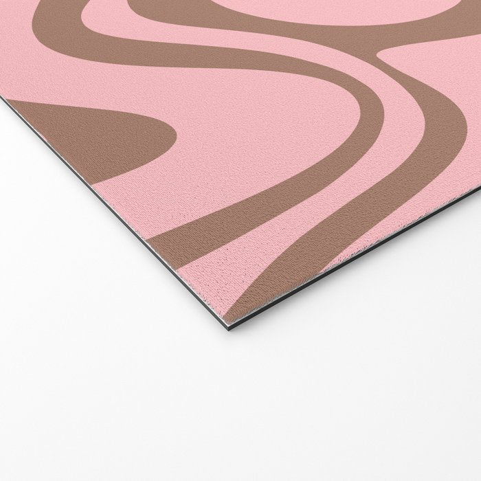 Retro Liquid Swirl Abstract Contemporary Pattern 5 in Mocha Brown and Pink Welcome Mat Gallery Image 2