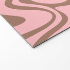 Retro Liquid Swirl Abstract Contemporary Pattern 5 in Mocha Brown and Pink Welcome Mat Gallery Image 2
