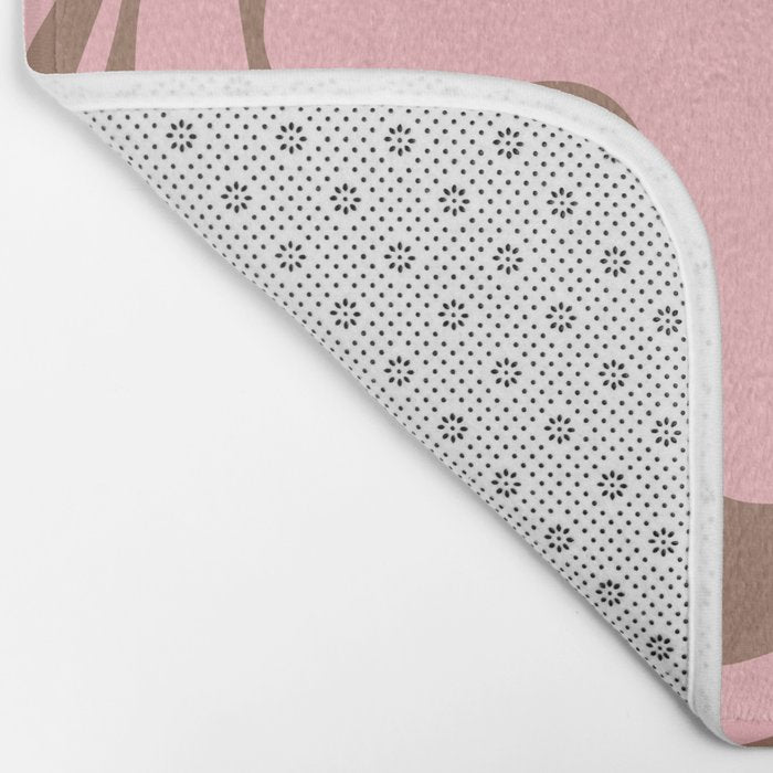 Retro Liquid Swirl Abstract Contemporary Pattern 5 in Mocha Brown and Pink Bath Mat Gallery Image 2