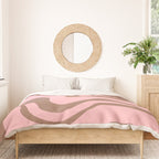 Retro Liquid Swirl Abstract Contemporary Pattern 5 in Mocha Brown and Pink Duvet Cover Gallery Image 3