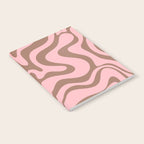 Retro Liquid Swirl Abstract Contemporary Pattern 5 in Mocha Brown and Pink Notebook Gallery Image 2