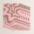 Retro Liquid Swirl Abstract Contemporary Pattern 5 in Mocha Brown and Pink Wrapping Paper Gallery Image 3
