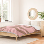 Retro Liquid Swirl Abstract Contemporary Pattern 5 in Mocha Brown and Pink Duvet Cover Gallery Image 2