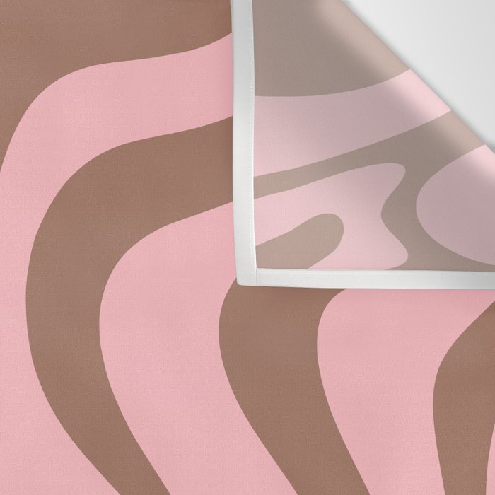 Retro Liquid Swirl Abstract Contemporary Pattern 5 in Mocha Brown and Pink Wall Tapestry Gallery Image 3