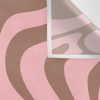 Retro Liquid Swirl Abstract Contemporary Pattern 5 in Mocha Brown and Pink Wall Tapestry Gallery Image 3