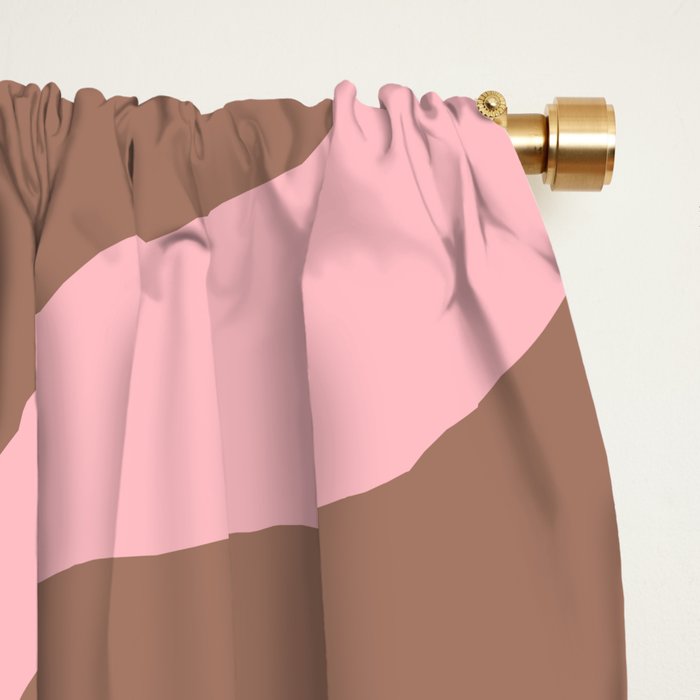 Retro Liquid Swirl Abstract Contemporary Pattern 5 in Mocha Brown and Pink Window Curtain Gallery Image 2