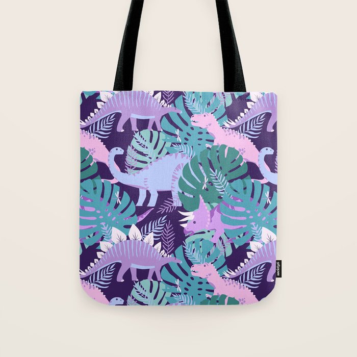 Jungle Dinosaur - Purple Tote Bag Gallery Image 1