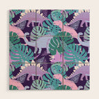 Jungle Dinosaur - Purple Wood Wall Art Gallery Image 1