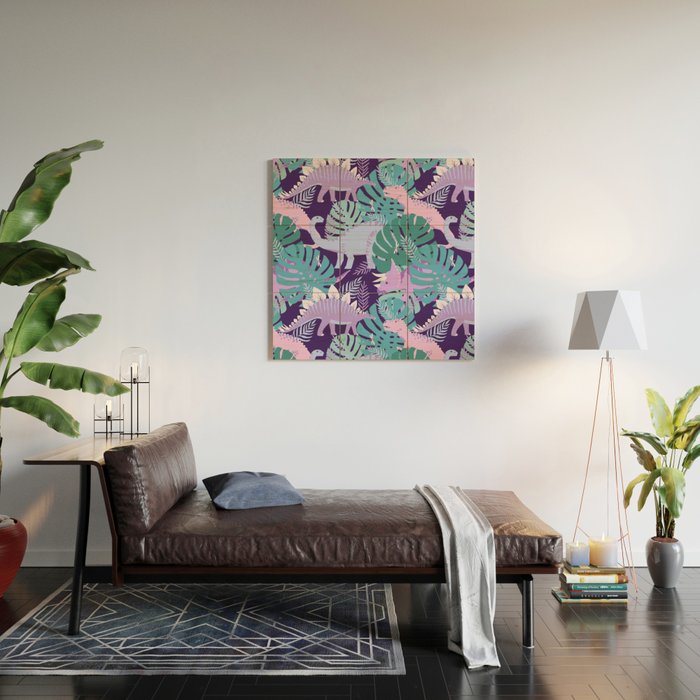 Jungle Dinosaur - Purple Wood Wall Art Gallery Image 2