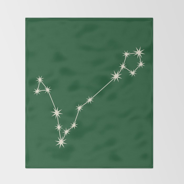 Pisces Zodiac Star Constellation Line Art Green Throw Blanket Gallery Image 2