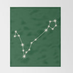Pisces Zodiac Star Constellation Line Art Green Throw Blanket Gallery Image 2