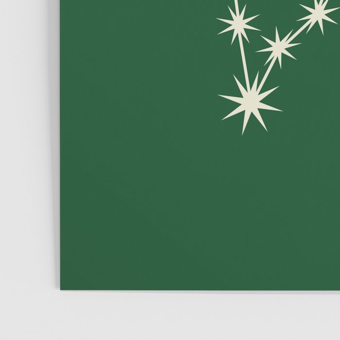 Pisces Zodiac Star Constellation Line Art Green Poster Gallery Image 3